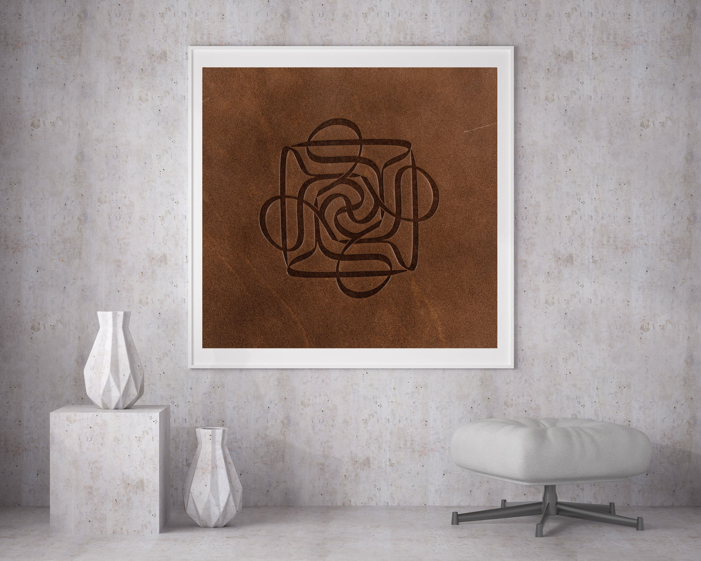 Dört Ali Kahverengi Deri Baskı Tablo