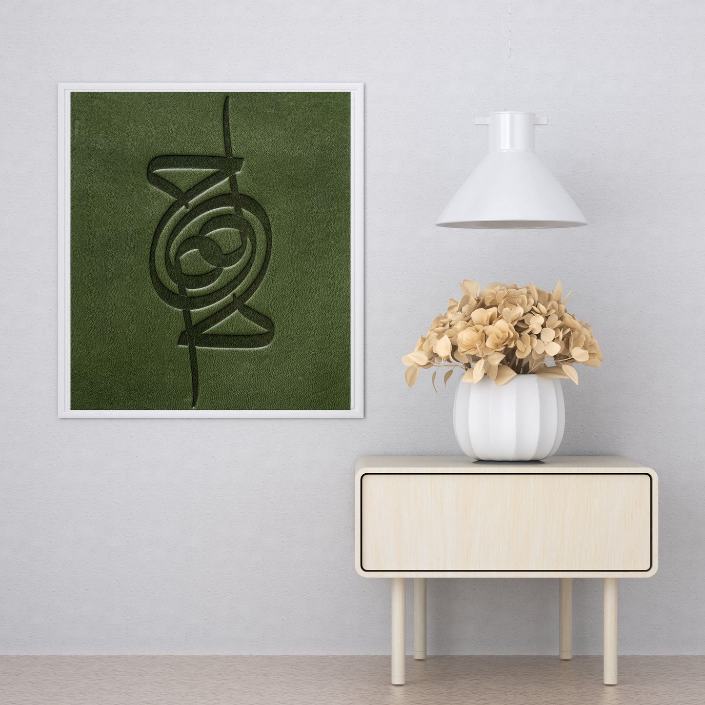 Ha-mim Yeşil Deri Baskı Tablo