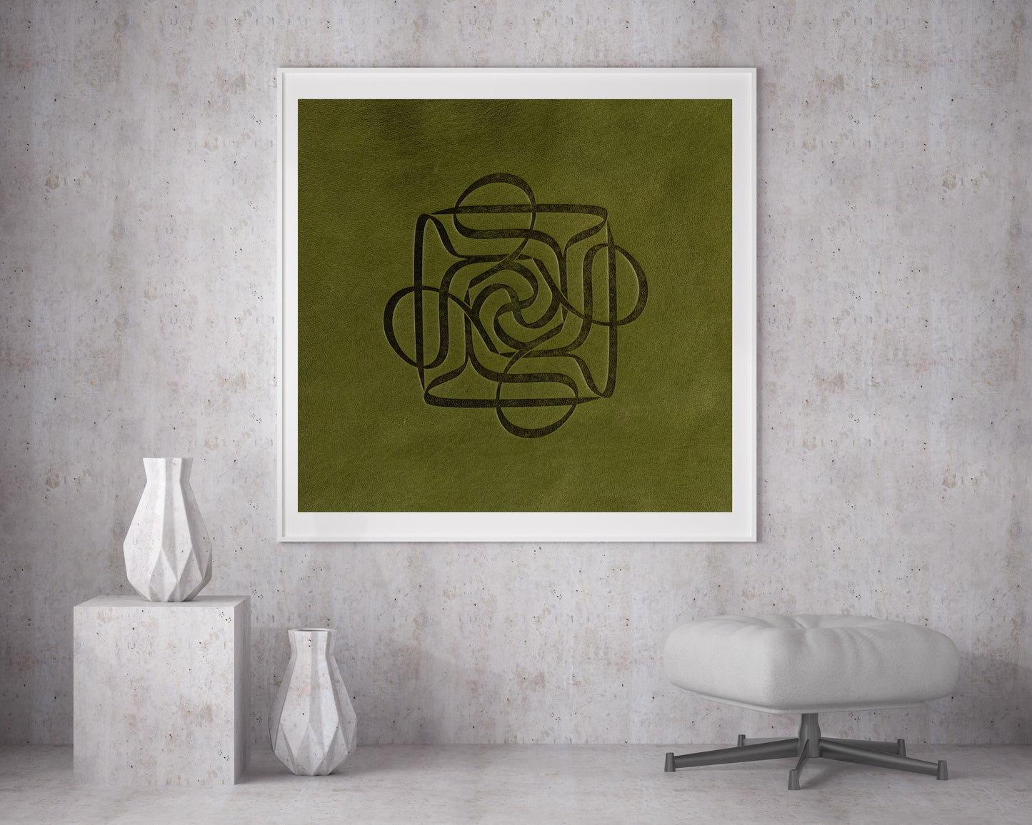 Four Ali Green Leather Wall Art