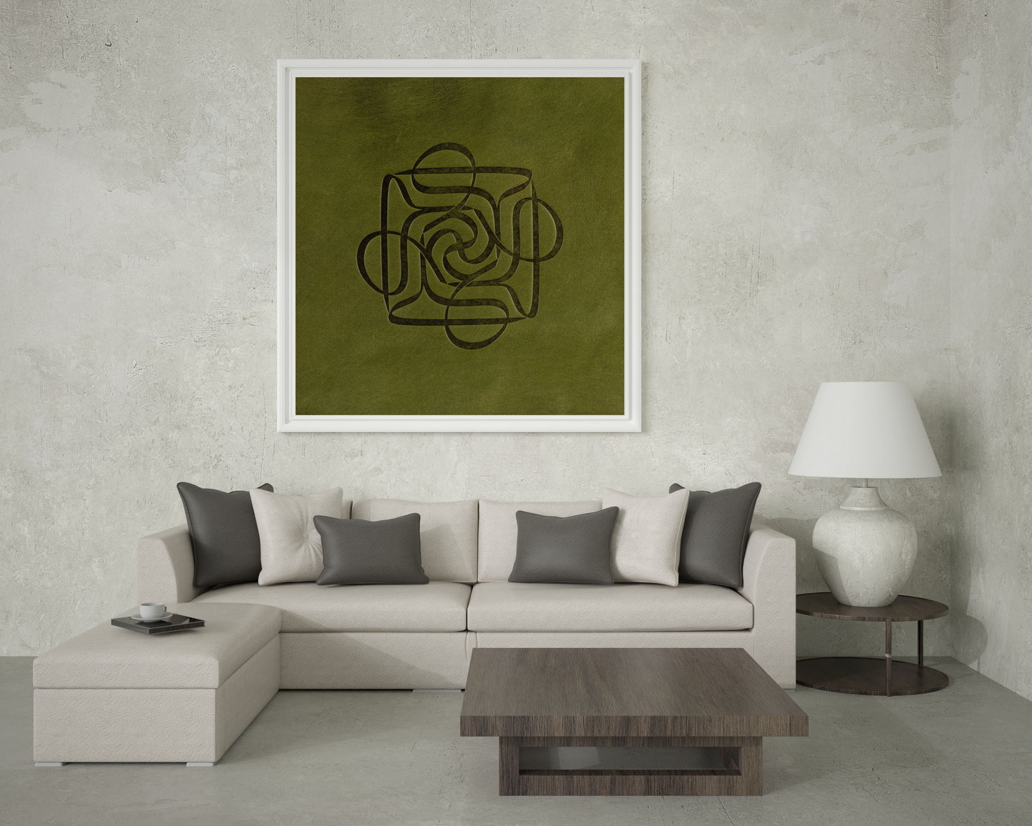 Four Ali Green Leather Wall Art