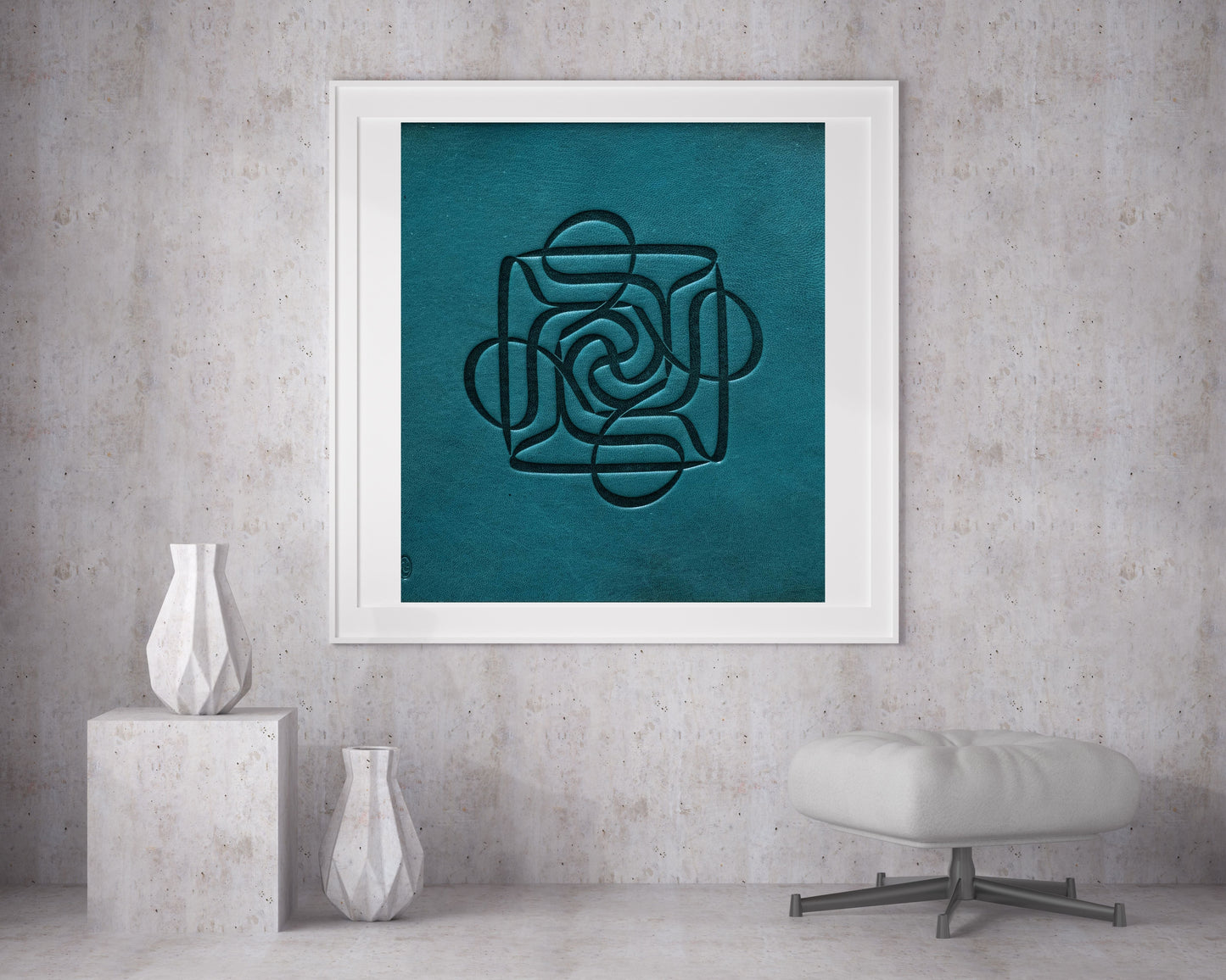 Four Ali Turquoise Leather Artwork