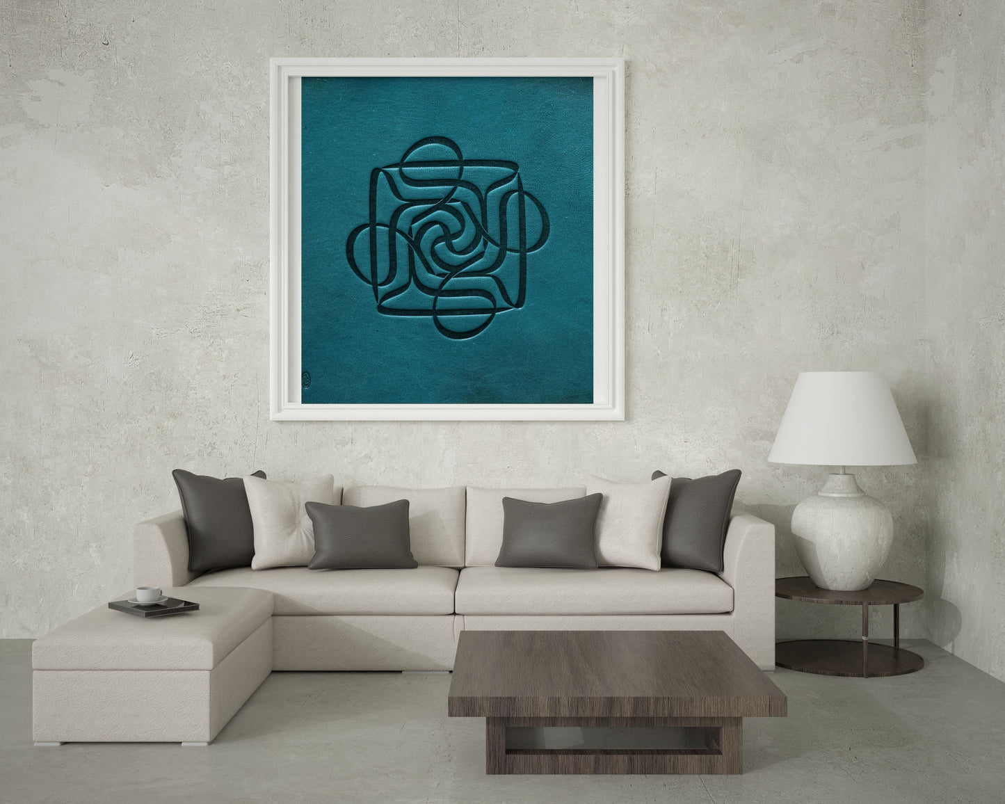 Four Ali Turquoise Leather Artwork