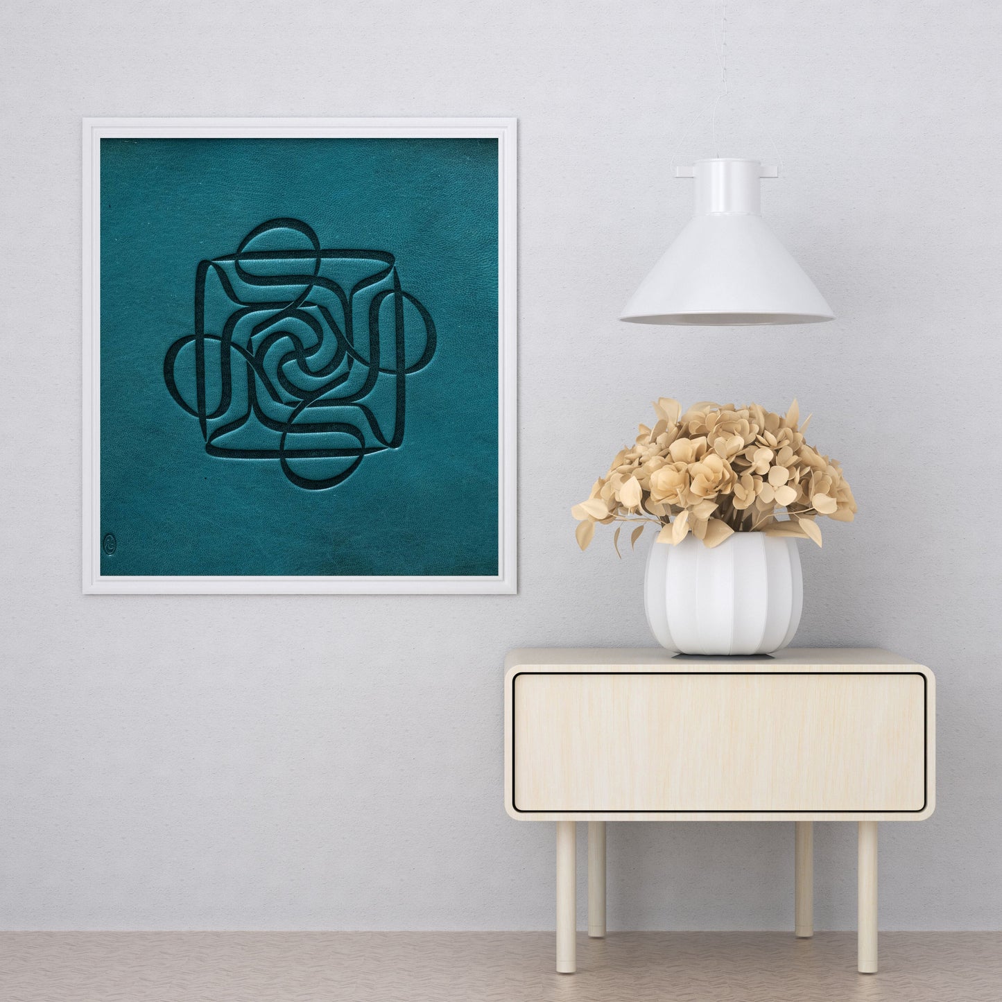 Four Ali Turquoise Leather Artwork