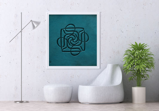 Four Ali Turquoise Leather Artwork